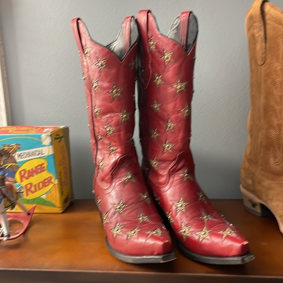 Beautiful RED Black Star boots for sale! 7.5 summer Memorial Day July 4th - Picture 3 of 9